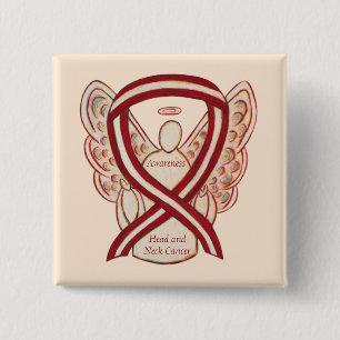 Bewustmaking voor hoofd- en halskanker Ribbon Ange Vierkante Button 5,1 Cm
