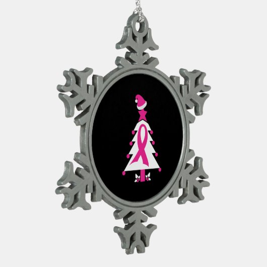 Bewustmaking voor kerstborstkanker tin sneeuwvlok ornament (Links)