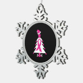 Bewustmaking voor kerstborstkanker tin sneeuwvlok ornament (Rechts)