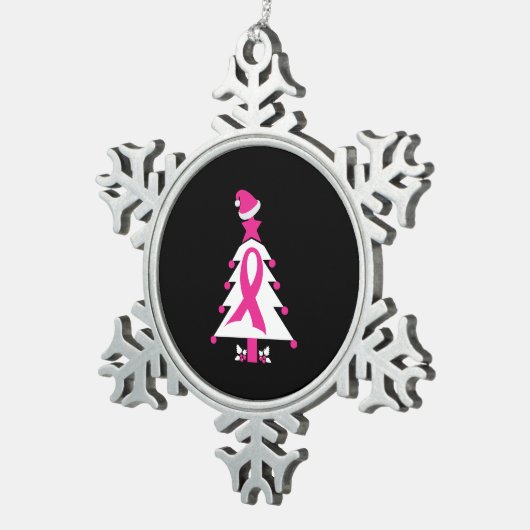 Bewustmaking voor kerstborstkanker tin sneeuwvlok ornament (Rechts)