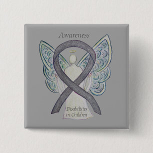 Bewustmaking voor kinderen met een handicap Ribbon Vierkante Button 5,1 Cm
