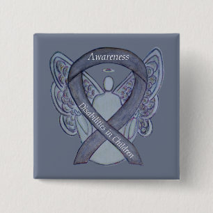 Bewustmaking voor kinderen met een handicap Ribbon Vierkante Button 5,1 Cm