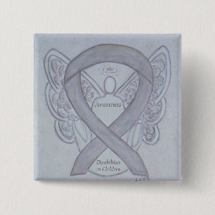 Bewustmaking voor kinderen met een handicap Ribbon Vierkante Button 5,1 Cm