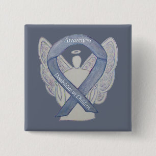 Bewustmaking voor kinderen met een handicap Ribbon Vierkante Button 5,1 Cm