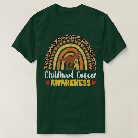 Bewustmaking voor kinderkanker Dinosaur Gold Ribbo T-shirt (Design voorkant)
