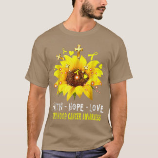 Bewustmaking voor kinderkanker Faith Hope Love Sun T-shirt