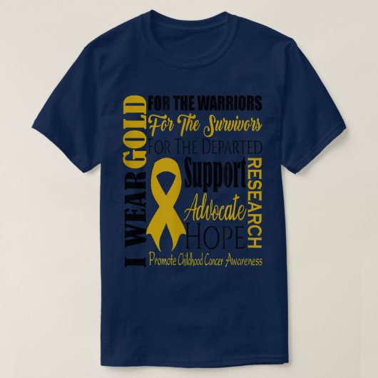 Bewustmaking voor kinderkanker Gold voor een kinde T-shirt (Design voorkant)