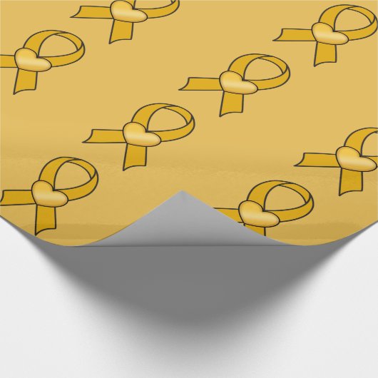 Bewustmaking voor kinderkanker Lint met hart Cadeaupapier (Hoek)