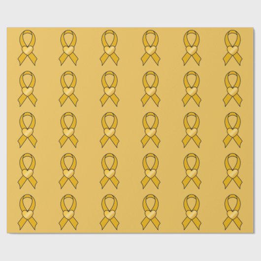 Bewustmaking voor kinderkanker Lint met hart Cadeaupapier (Vlak)