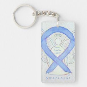 Bewustmaking voor kleine darmkanker Ribbon-Sleutel Sleutelhanger