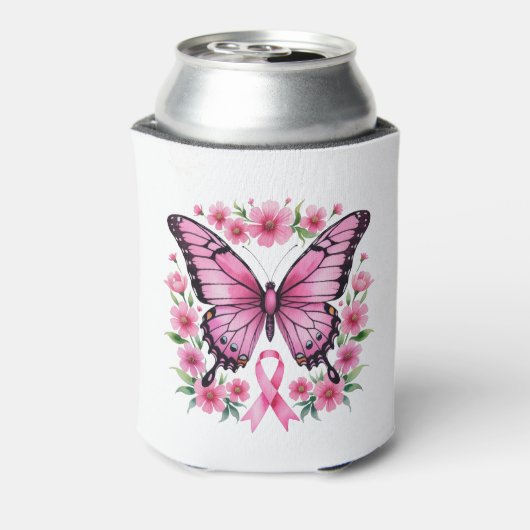 Bewustmaking voor roze koolstofvlinder borstkanker blikjeskoeler (Blikje Achterkant)