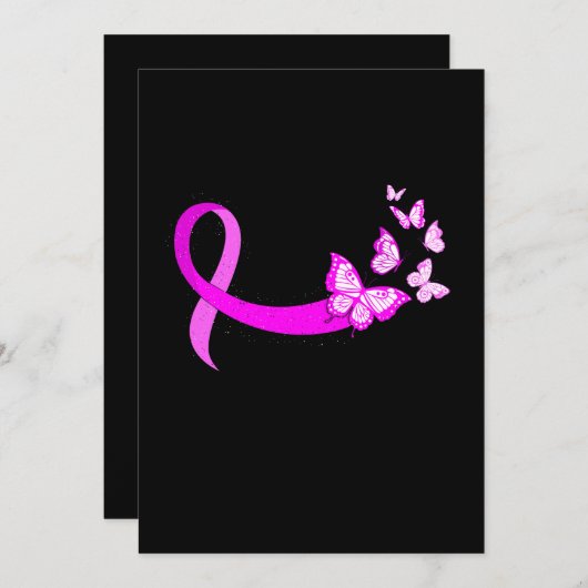 Bewustmaking voor roze koolstofvlinder borstkanker kaart (Voorkant / Achterkant)