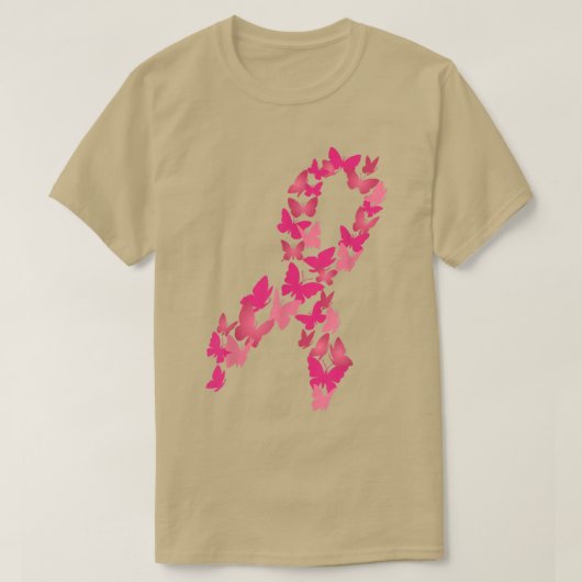 Bewustmaking voor roze koolstofvlinder met ademhal t-shirt (Design voorkant)