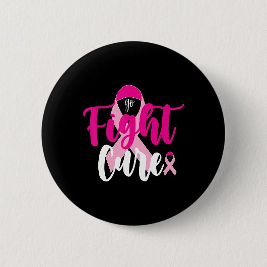 Bewustmaking voor roze lintborst ronde button 5,7 cm (Voorkant)