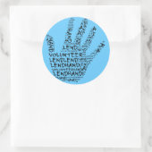 Bewustmaking vrijwilliger: Lend een handheld Ronde Sticker (Tas)