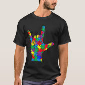 Bewustmakingsdag Autistisch Kind Asl Love Gebarent T-shirt (Voorkant)