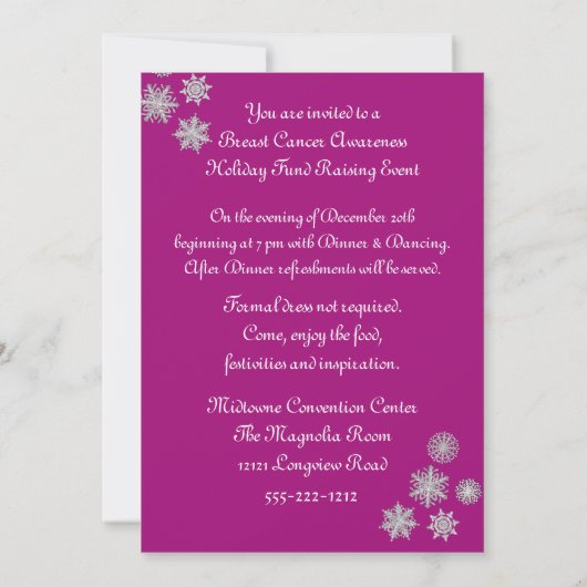 Bewustmakingsfonds voor borstkanker, dat Kerstmis  Kaart (Achterkant)