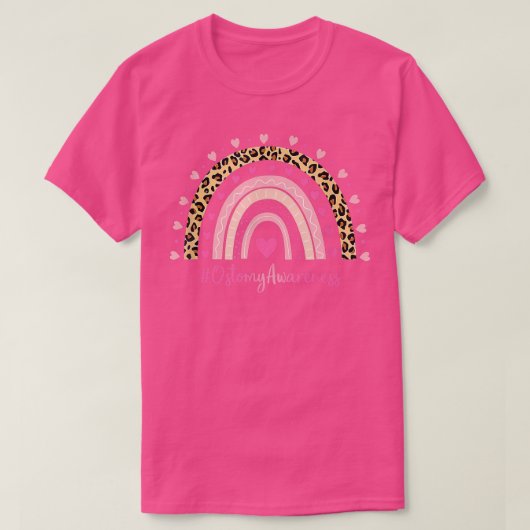 Bewustmakingskunst Roze hartspier Regenboog Ostomi T-shirt (Design voorkant)
