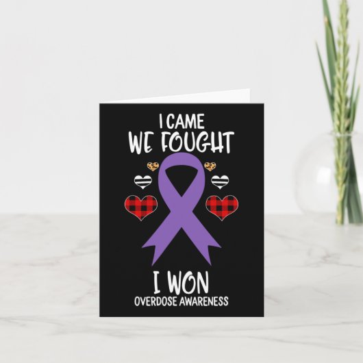 Bewustmakingslint Ik kwam we vochten ik won Kerstm Kaart (Voorkant)