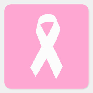 Bewustmakingslint op roze vierkante sticker