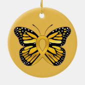 Bewustmakingslint voor kinderkanker Boterfly Keramisch Ornament (Achterkant)