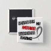 Bewustmakingsmaand diabetes L1 Vierkante Button 5,1 Cm (Voorkant /achterkant)