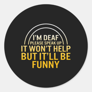 Bewustmakingsmaand Ik ben doof, spreek alsjeblieft Ronde Sticker