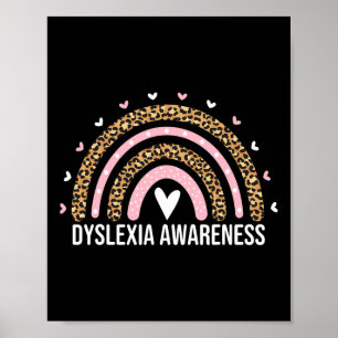 Bewustmakingsmaand Leopard Rainbow Dyslexie voor v Poster