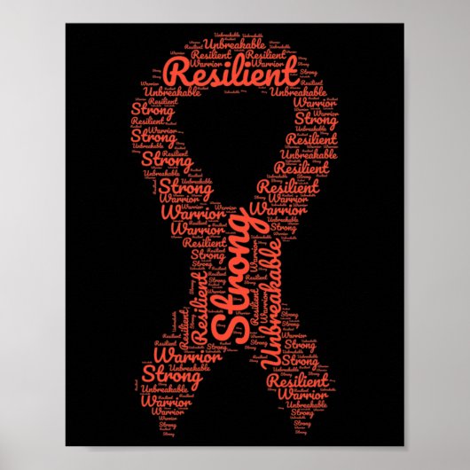 Bewustmakingsmaand Oranje lint met woorden Poster (Voorkant)