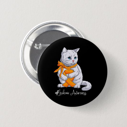 Bewustmakingsmaand Oranje Ribbon Cat Ronde Button 5,7 Cm (Voorkant /achterkant)