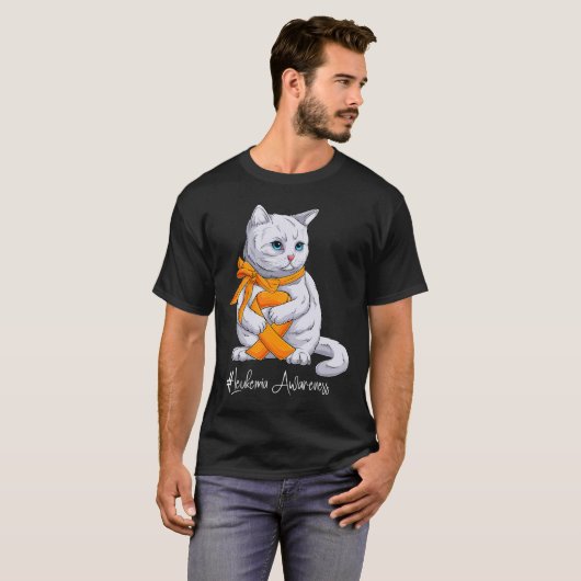 Bewustmakingsmaand Oranje Ribbon Cat T-shirt (Voorkant volledig)