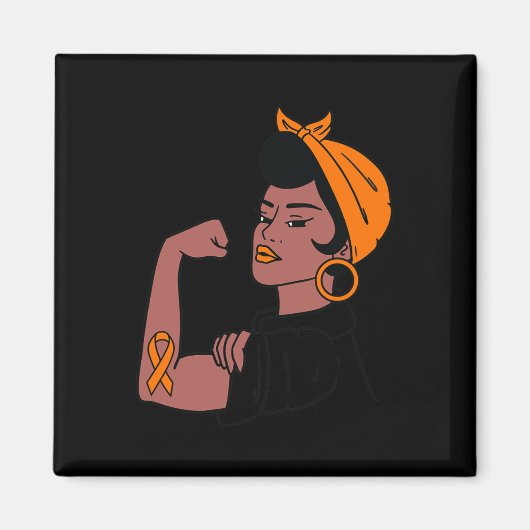 Bewustmakingsmaand Oranje Ribbon Warriors Vrouwen Magneet (Voorkant)