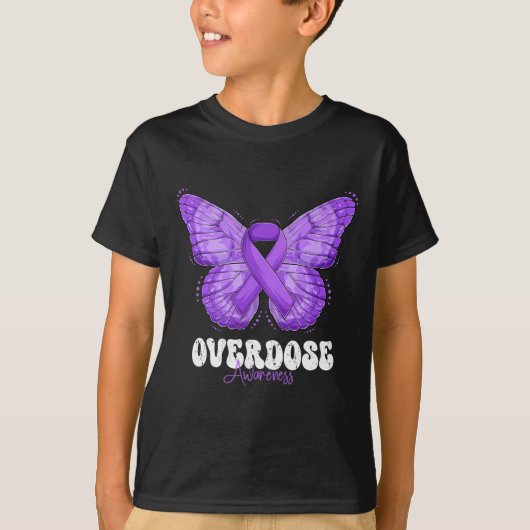 Bewustmakingsmaand Paarse lintvlinder T-shirt (Voorkant)