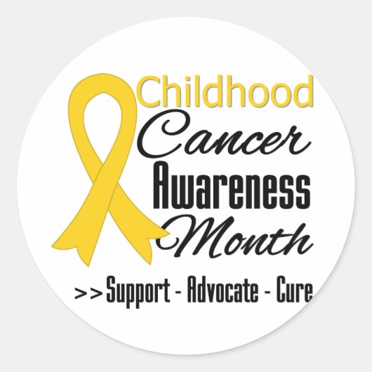 Bewustmakingsmaand voor kinderkanker Gold Ribbon Ronde Sticker (Voorkant)