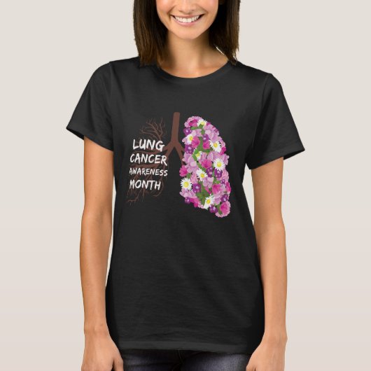 bewustmakingsmaand voor longkanker met bloemen t-shirt (Voorkant)