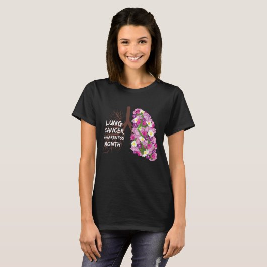 bewustmakingsmaand voor longkanker met bloemen t-shirt (Voorkant volledig)