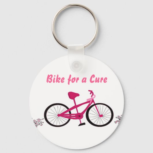 Bewustmakingsroze fiets sleutelhanger (Voorkant)