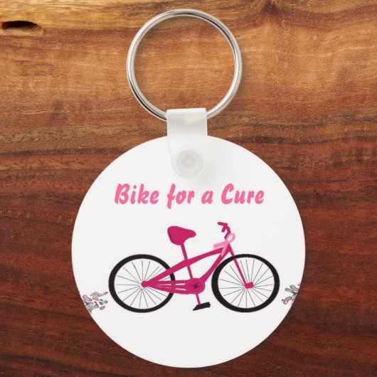 Bewustmakingsroze fiets sleutelhanger (Voorkant)