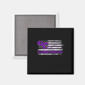 Bewustmakingsvlag Paarse lintverslaving Herstel 3 Magneet (Voorkant / Achterkant)