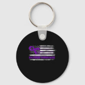 Bewustmakingsvlag Paarse lintverslaving Herstel 3 Sleutelhanger (Voorkant)