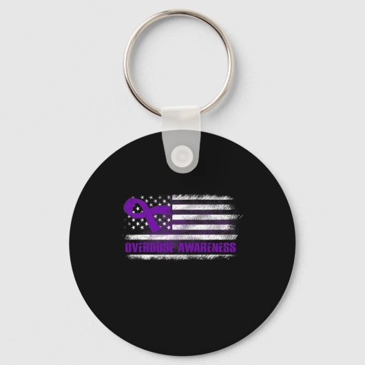 Bewustmakingsvlag Paarse lintverslaving Herstel 3 Sleutelhanger (Voorkant)