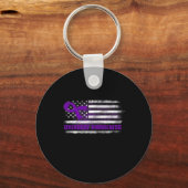 Bewustmakingsvlag Paarse lintverslaving Herstel 3 Sleutelhanger (Voorkant)