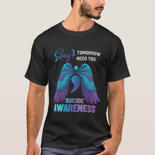 Bewustmakingsvleugels en lintjeszelfmoordpreventie t-shirt (Voorkant)