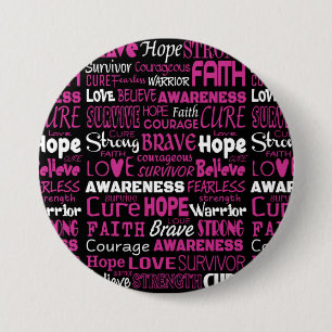 Bewustmakingswoorden...Borstkanker Ronde Button 7,6 Cm