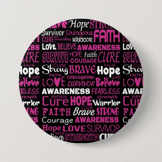 Bewustmakingswoorden...Borstkanker Ronde Button 7,6 Cm (Voorkant)