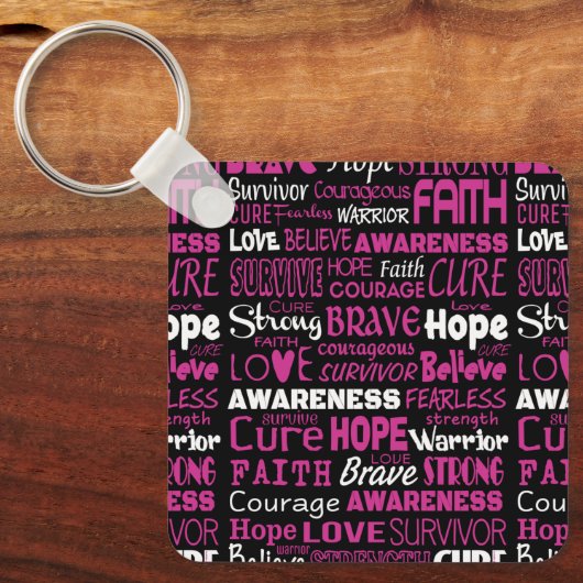 Bewustmakingswoorden...Borstkanker Sleutelhanger (Voorkant)