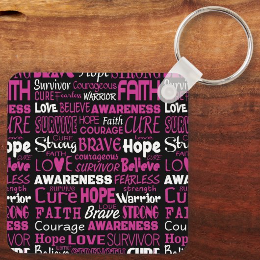Bewustmakingswoorden...Borstkanker Sleutelhanger (Achterkant)