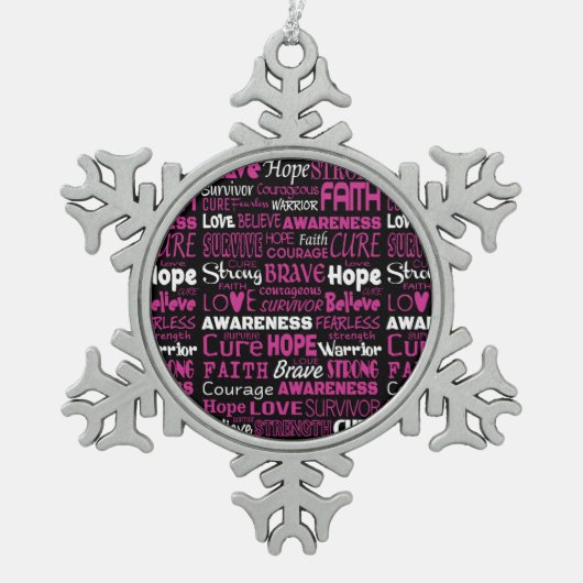 Bewustmakingswoorden...Borstkanker Tin Sneeuwvlok Ornament (Voorkant)