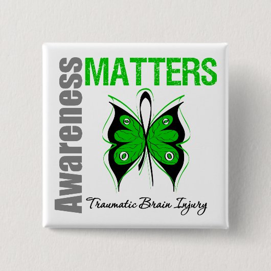 Bewustmakingszaken Butterfly Traumatic Brain Injur Vierkante Button 5,1 Cm (Voorkant)