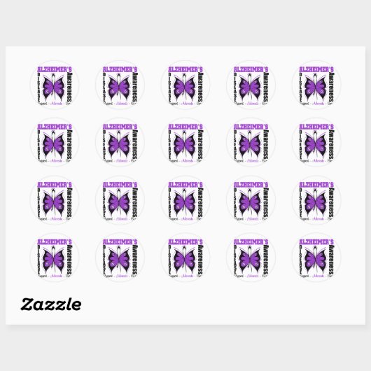 Bewustmakingsziekte Butterfly Alzheimer Ronde Sticker (Vel)